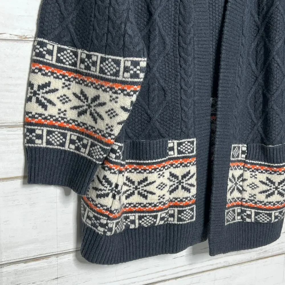 Davi and Dani Navy Fair Isle Knit Cardigan Sweater Size Small